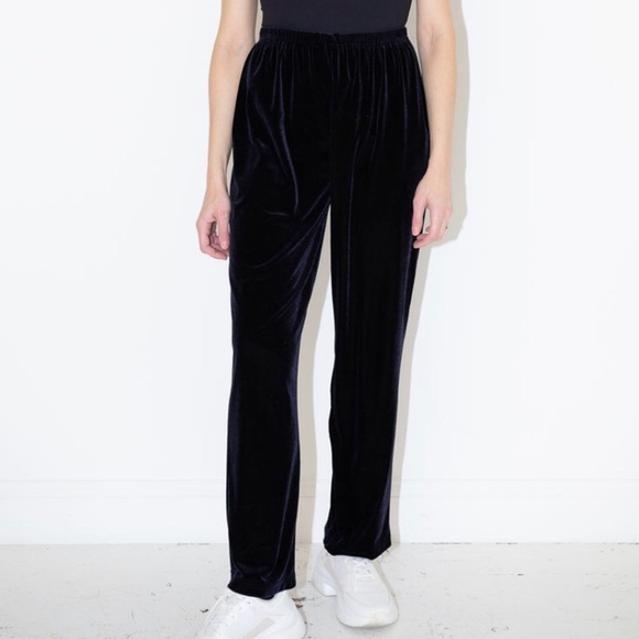 Vintage Velvet Navy Blue Pants Minimal 90s Y2K Women’s Size Medium - Picture 6 of 8
